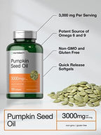 Horbäach Pumpkin Seed Oil | 3000mg | 120 Softgel Capsules | Cold Pressed Dietary Supplement | Non-GMO and Gluten Free Formula