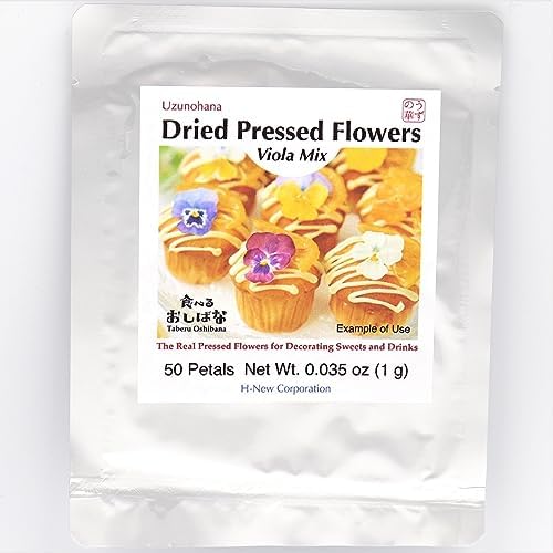 Uzunohana Dried Edible Flowers Viola Mix (50 Petals) | For Cake Decorating | For Garnish | For Culinary | For Cocktail!