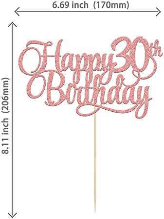 1 Pack Happy 30th Birthday Cake Topper Rose Gold Glitter Number 30 Thirty Years Old Birthday Cake Pick Decoration For 30th Birthday Celebrating Anniversary Party Supplies