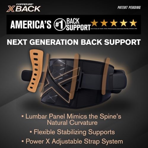 Copper Fit X-Back Brace for Lower Back Pain, Lumbar Support, Herniated Disc, Sciatica, Arthritis – Adjustable, Breathable Design - for Men and Women (2XL/3XL)