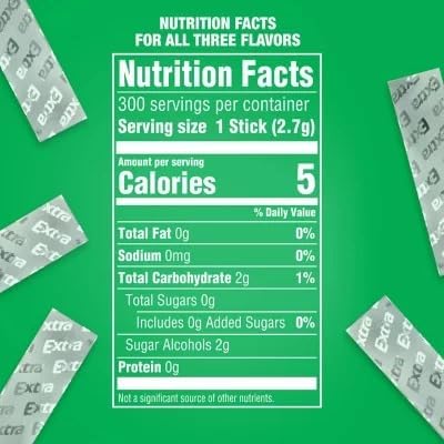 Extra Long Lasting Sugar Free Chewing Gum, Polar Ice, Spearmint & Peppermint Flavors, Variety Box, 18 Count
