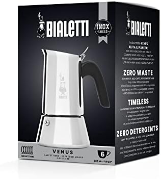 Bialetti - New Venus Induction, Stovetop Coffee Maker, Suitable for all Types of Hobs, Stainless Steel, 6 Cups (7.9 Oz), Silver