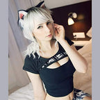 YOMORIO Anime Cosplay Lingerie Set for Women - Japanese Style Black Crop Top Underwear for Themed Party