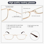DONGDI Reading Glasses Blue Light Blocking Metal Eyeglasses Lightweight Computer Readers Anti Eyestrain & UV Protection
