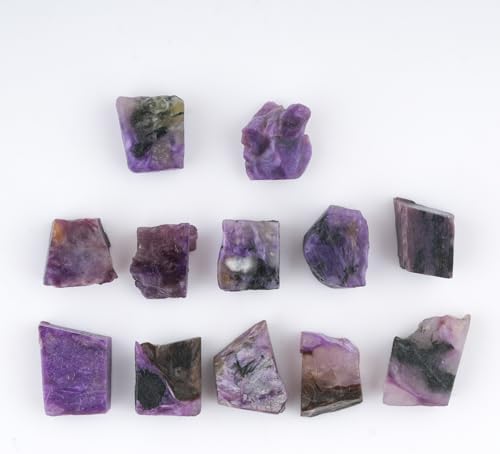 ColouredRocks Wholesale Bulk 10+pcs Natural Charoite Crystals, Raw Stones, Rough Gemstones, Jewelry Making Supply, Cabbing, Polishing, Cutting, DIY, Crafts (8-10mm size)