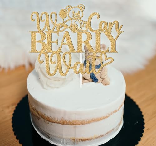Bear Theme We Can Bearly Wait Cake Topper, Newborn Baby Decoration, Welcome Baby Cake Topper, Gender Reveal/Baby Shower Party Decorations Supplies