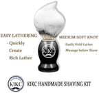 KIKC Hand Crafted Pure Badger Shaving Brush for Wet Shave, Soft Bristle, Wood Handle Black Color, Best Gift for Bearded Man
