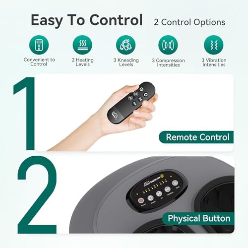 Snailax Shiatsu Foot Massager with Heat, Compression, Vibration, Electric Foot Massager Machine for Plantar Fasciitis, Neuropathy,Kneading, Foot Warmer with Remote Control, Size 13