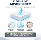 50 Paper Towels Cloth-Like Hand Tissue Paper Napkins, Disposable Hand Towels for Bathroom Guests, Disposable Face Towel for Guest, Washcloths or Dinner Napkin, Made in USA, White