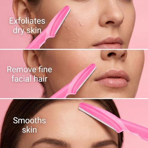 HFATMOS Face Razors for Women, Eyebrow Razor, Exfoliating Face Shaver Facial Hair Removal Tools for Men Eyebrow Trimmer with Protective Cover 12 Pcs