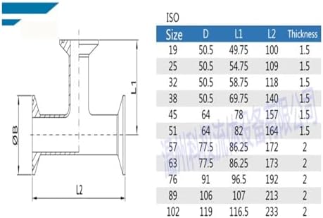 1Pcs 19mm-108mm 304 Ferrule 3 Way Tee Connector Pipe Fitting 1.5"-4" Tri Clamp(25mm x Ferrule 50.5)