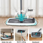 MASTERTOP Microfiber Flat Mop, Extra Large Surface Dust Mop with 5 Wet & Dry Reusable Pads, Hardwood Mops with Telescopic Handle for Laminate, Tile, Vinyl Floor Cleaning, 1 Cleaning Scraper