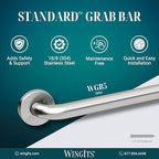WingIts WGB5SS24 STANDARD Grab Bar, Concealed Mount, Satin Stainless Steel, 24-Inch Length by 1.25-Inch Diameter
