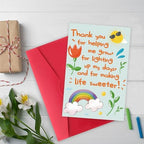 Cute Thank You Card for Teacher, Funny Teacher Appreciation Card Gifts for Men Women, Thank You for Helping Me Grow, Teachers Appreciation Gifts Cards from School Kids Students with Envelopes
