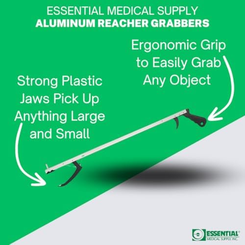 Essential Medical Supply 26in Aluminum Reacher with Magnetic Post and Plastic Jaw, Essential Reach Assist Tool for Seniors and Those with Limited Mobility, Perfect for Picking Up Hard-to-Reach Items