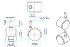 2" Wheel Diameter | Black Nylon Swivel Hooded Samson Twin Wheel Caster | 3/8" x 1" Friction Ring Stem | Installed mounting Height: 2-5/16''| 4 Pack