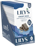 LILY'S Crispy Rice Dark Chocolate Style No Sugar Added, Sweets Bars, 3 oz (12 Count)