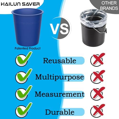 Reusable Silicone 5 Gallon Bucket Liner with Graduated Measurements - Leakproof Thinset, Grout, Concrete Mixing Pail Liner - Heavy-Duty Bucket Saver Accessory (Blue)