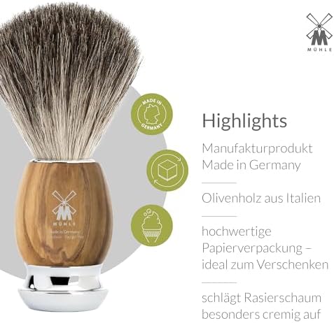 MÜHLE Pure Badger Shaving Brush (Olive Wood)