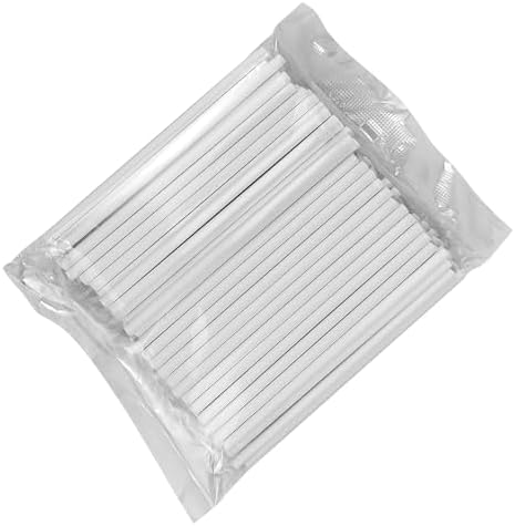 50 Pack 4 Inch White Paper Lollipop Sticks, Cake Pop Sticks, Sucker Sticks for Cookies, Candy, Chocolate, and Cake Decorations (4mm Diameter)