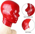 Red Latex Hood Riding Mask Rubber Hood for Men Women Back Zipper BDSM Fetish for Cosplay Couples
