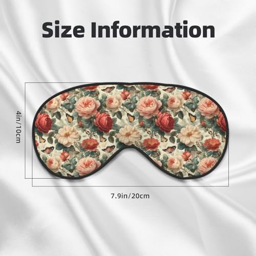 Roses and Butterflies 1 Print Double Side Sleep Eye Mask, Adjustable Night Eye Cover for Women Men