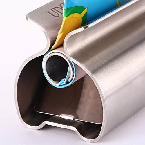 Toothpaste Squeezer - Metal Tube Squeezer Stainless Steel Tube Wringer UDQYQ Toothpaste seat Holder Stand (Silver)