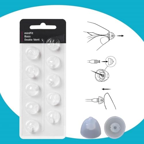 Base Domes 10mm Double Vent Hearing Aid for Oticon Replacements, Oticon Minifit Double Vent Bass Domes, 2 Pack of 10 Each (Total 20Pcs)
