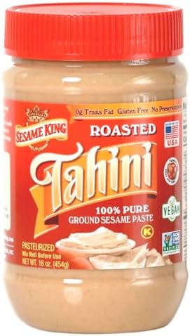 Sesame King Premium Sesame Tahini, 16 oz | Made in the USA | Rich Creamy Taste For Hummus and other fine dishes | All-natural, Keto & Paleo friendly | Vegan, Non-gmo, Gluten & Nut-Free, Kosher