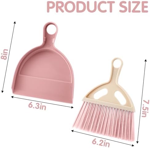 6 Pcs Small Dustpan and Brush Set, Whisk Broom Dust Pan with Handle, Nesting Tiny Dust Pan with Brush Mini Hand Broom and Dustpan Set for Cleaning Home, Classroom, Countertop, Keyboard, Car & Pet Nest