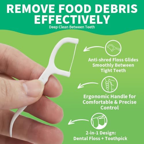 500 Count Dental Flossers Each Individually Wrapped, Floss Singles Bag, Travel Hotel Restaurant Office Car Dental Floss, Floss Picks Oral Care Teeth Clean Flat Wire