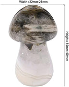 Nupuyai Pack of 2 Mini Carved Crystal Mushroom Figurine Pocket Stone for Anxiety Relax, Polished Mushroom Sculpture Decor for Garden Home, 1.3-1.5'', Ocean Jasper