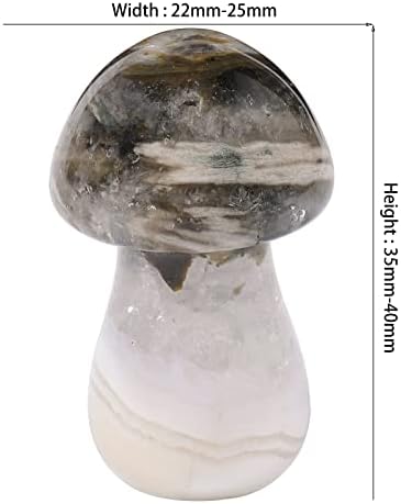 Nupuyai Pack of 2 Mini Carved Crystal Mushroom Figurine Pocket Stone for Anxiety Relax, Polished Mushroom Sculpture Decor for Garden Home, 1.3-1.5'', Ocean Jasper