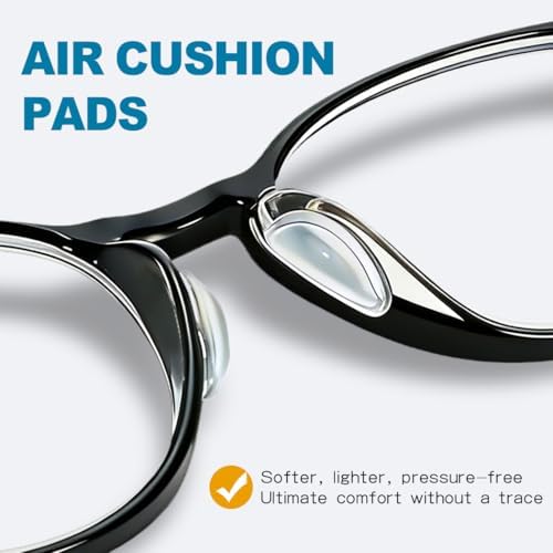 Air Chamber Anti-Slip Nose Pads for Glasses - Soft Silicone Airbag Adhesive Cushions, 30pcs Eyeglasses Nose Pad, Lightweight Eyewear Accessories, Full-Frame Compatible, Comfort Fit Design (Black)