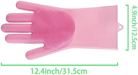 Dishwashing Gloves Kitchen Magic Gloves Dishwashing Brush (Pink)