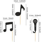 Ercadio 24Pcs Music Notes Cupcake Toppers Black Glitter Musical Symbol Microphone Cupcake Picks for Music Baby Shower Singer Birthday KTV Concert Party Cake Decorations Supplies