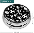 Pill Organizer 3 Compartment Mini Metal Pill Holder, Travel Portable Small Pill Case Pocket for Kids Man Woman - Soccer