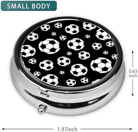 Pill Organizer 3 Compartment Mini Metal Pill Holder, Travel Portable Small Pill Case Pocket for Kids Man Woman - Soccer