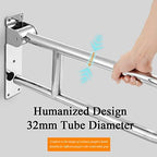 U-Shaped Polished Foldable Toilet Grab Bar,Matte Black Flip-Up Bathroom Handrail for Elderly Pregnant,Wall Mounted Barrier-Free Stylish Folding Shower Assist Aid(Size:60cm,Color:Polished)