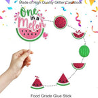 Fruity Watermelon Cake Toppers Set of 7 "One in a Melon" Happy Birthday Melon Decoration, Watermelon Themed Birthday Party for Boys or Girls, Baby Shower Party, or Fruit Party Decorations. SugarGera