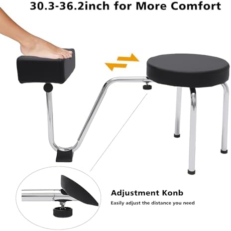 Portable Pedicure Foot Rest Stool, Adjustable Height, Black, for Spa, Beauty Salon, Studio