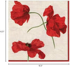 Caspari Dancing Poppies Paper Luncheon Napkins - Two Packs of 20