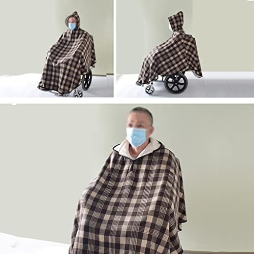 Wheelchair Cover Comfortable Warm Hooded Wheelchair Cloa Cold and Wind Proof Wheelchair Clothes for The Elderly Manual and Electric Wheelchair Warm Cover (Color : Brown)