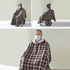 Wheelchair Cover Comfortable Warm Hooded Wheelchair Cloa Cold and Wind Proof Wheelchair Clothes for The Elderly Manual and Electric Wheelchair Warm Cover (Color : Brown)