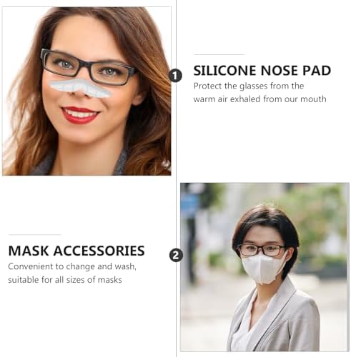 EXCEART 10Pcs Anti-Fog Nose Bridge Strip for Face Masks Silicone Nose Pads for Eyeglasses Self-Adhesive Support for Clear Vision