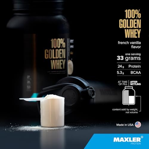 Maxler 100% Golden Whey Protein - 24g of Protein per Serving - Whey Protein Powder for Pre Post Workout - Fast-Absorbing Whey Concentrate, Isolate & Hydrolysate Blend - French Vanilla Protein 2 lb