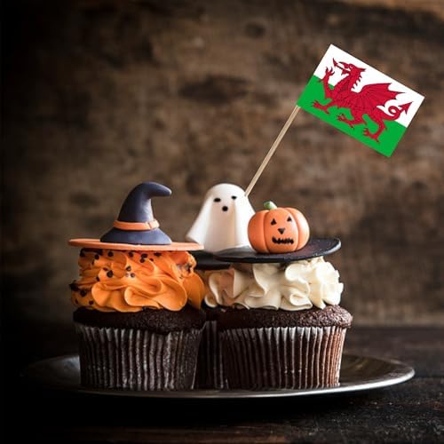 Wales Countries Toothpicks Flag Welsh Small Mini Cocktail Fruit Cupcakes Toppers Food Stick Flags Decorations, 100 Pack
