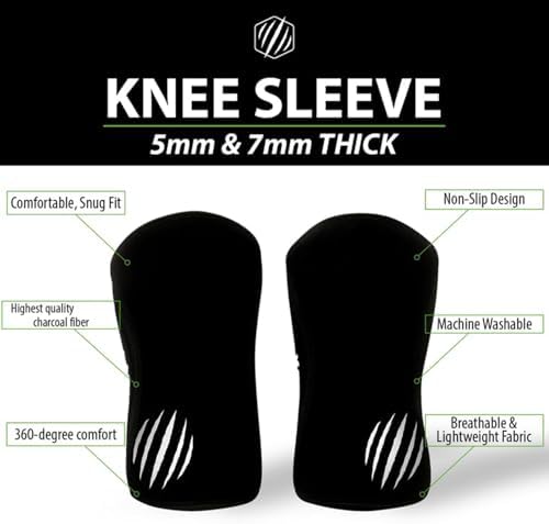 Bear KompleX Knee Sleeves for Men & Women - 5mm/7mm Compression & Heat Retention Neoprene Compression Knee Brace for Weightlifting, Squats & Powerlifting