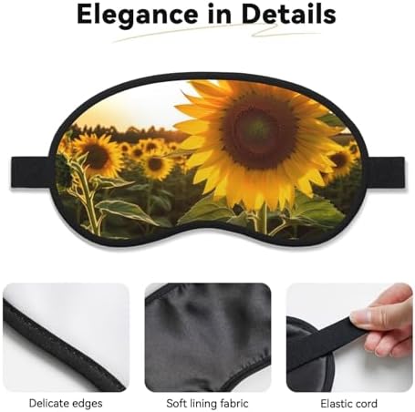 Sunflowers Sleep Mask for Women Men Eye Mask for Sleeping Light Blocking Sleeping Mask with Elastic Strap Blindfold for Flight Nap Soft Breathable Travel Eye Cover for Side Sleeper