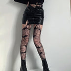 Halloween Spiderweb Tight Stockings Gothic Black Bat Spider Web Women Fishnet Stockings Suspender Pantyhose Thigh High Stockings Striped for Halloween Cosplay Party Dress Accessories 1 Pair